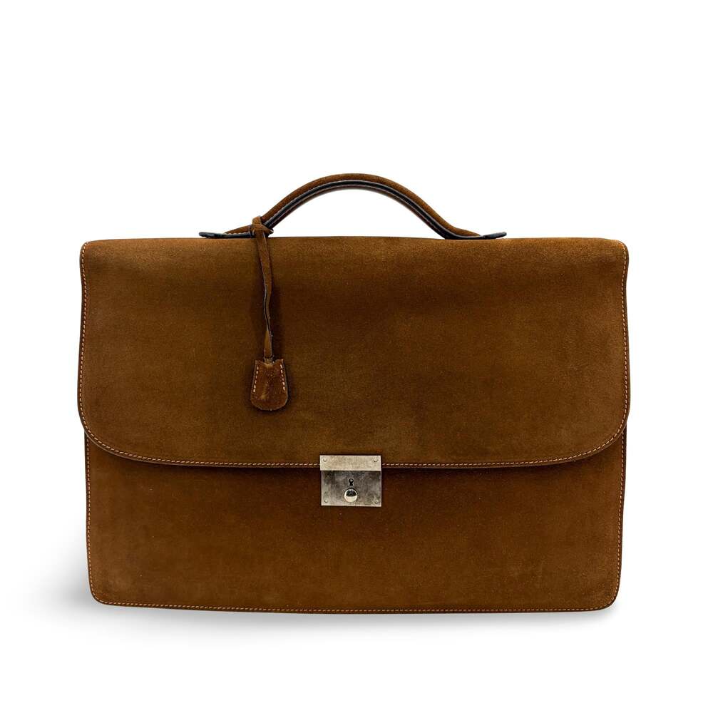 Valextra Suede Briefcase Brown #352356F69B
